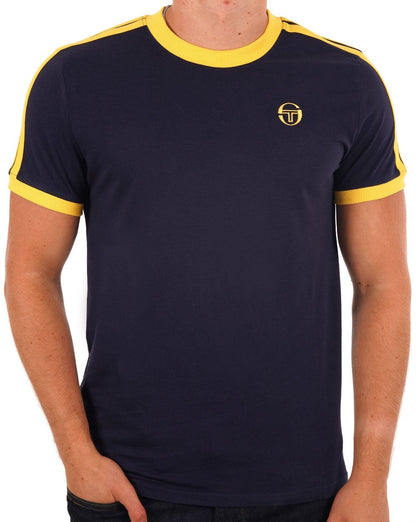Sergio Tacchini Retro T-Shirt Marineblau / Gelb