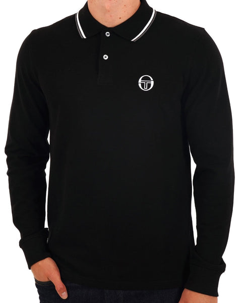 Sergio Tacchini Tipped Long Sleeve Polo Shirt Black