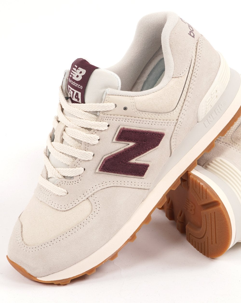 New Balance 574 Trainer Bone White/Burgundy