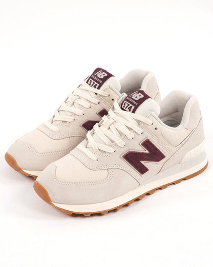 New Balance 574 Trainer Knochenweiß/Burgund
