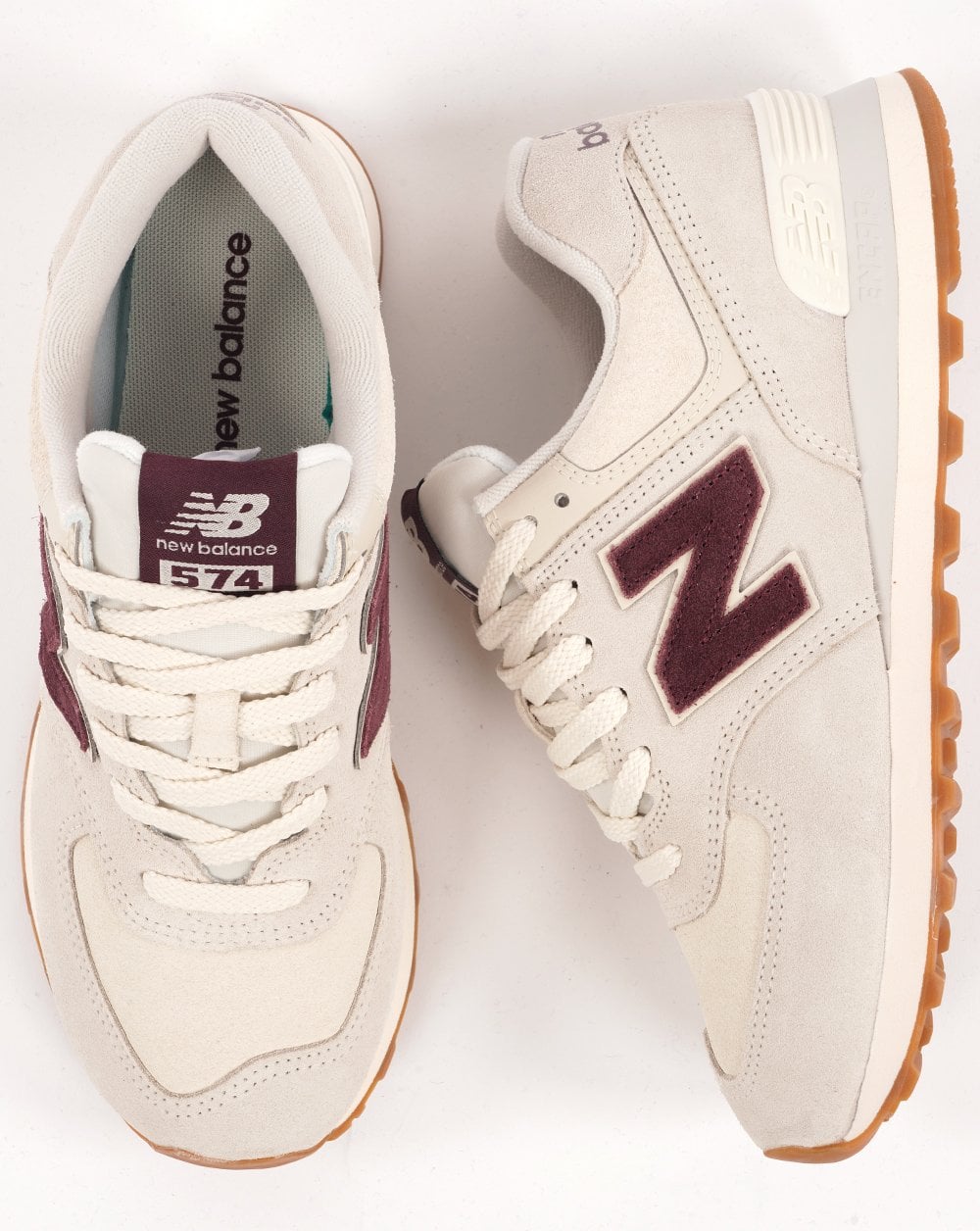 New Balance 574 Trainer Knochenweiß/Burgund