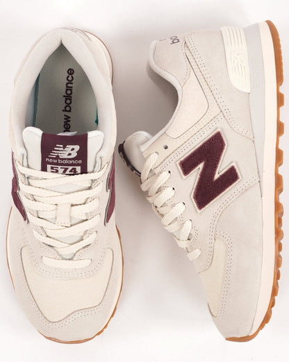 New Balance 574 Trainer Knochenweiß/Burgund