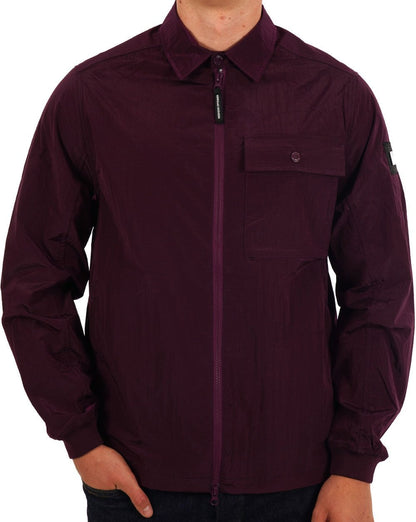 Weekend Offender Schimmerndes Nylon-Überhemd Magenta