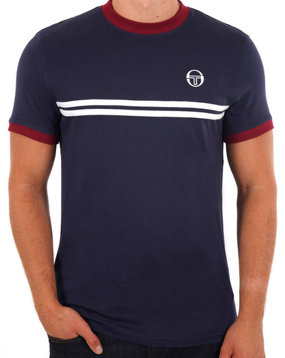 Sergio Tacchini Supermac T-Shirt Marineblau/Weinrot
