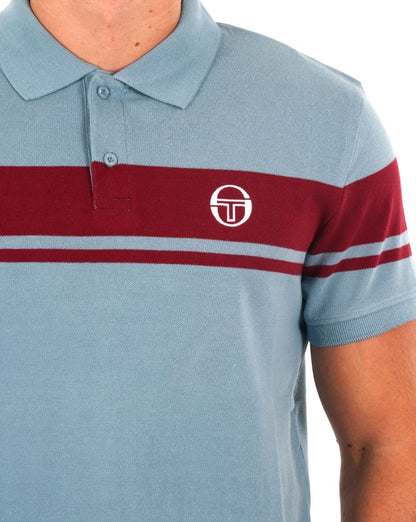 Sergio Tacchini Young Line Poloshirt Altblau - Weinrot