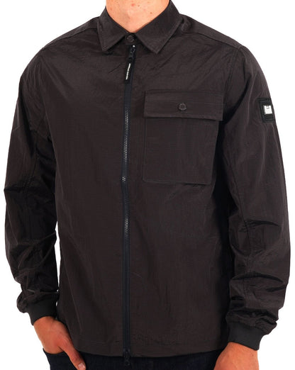 Weekend Offender – Schimmerndes Nylon-Overshirt in Anthrazitgrau