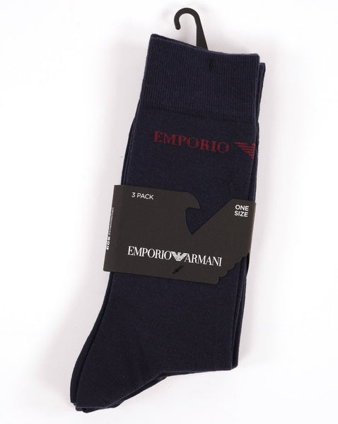Emporio Armani 3 Pack Socks Navy/Red