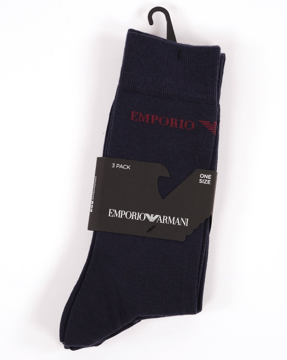 Emporio Armani – 3er-Pack Socken, Marineblau/Rot