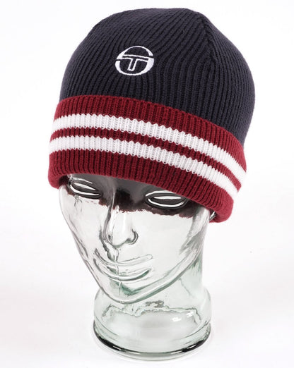 Sergio Tacchini Surge Beanie Marineblau/Weinrot