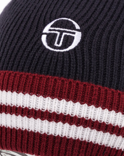 Sergio Tacchini Surge Beanie Marineblau/Weinrot