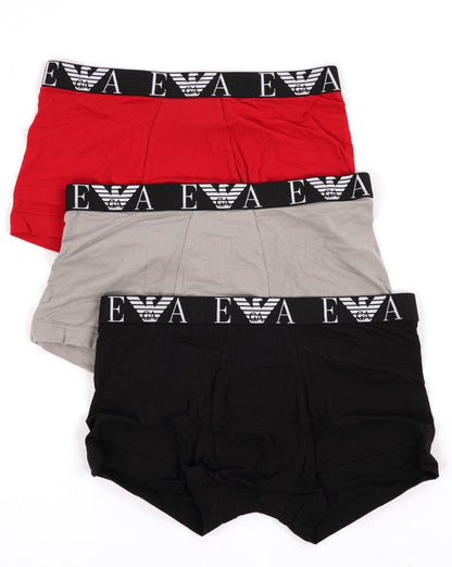 Emporio Armani 3er-Pack Boxershorts Rot/Stein/Schwarz