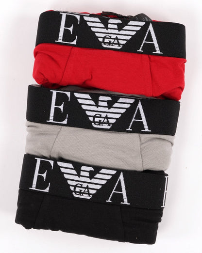 Emporio Armani 3er-Pack Boxershorts Rot/Stein/Schwarz
