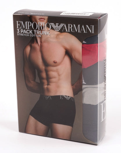 Emporio Armani 3er-Pack Boxershorts Rot/Stein/Schwarz