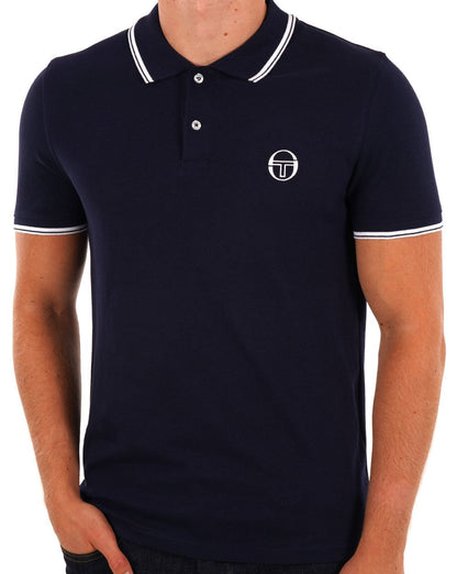 Sergio Tacchini Poloshirt mit Streifen Marineblau / Weiß