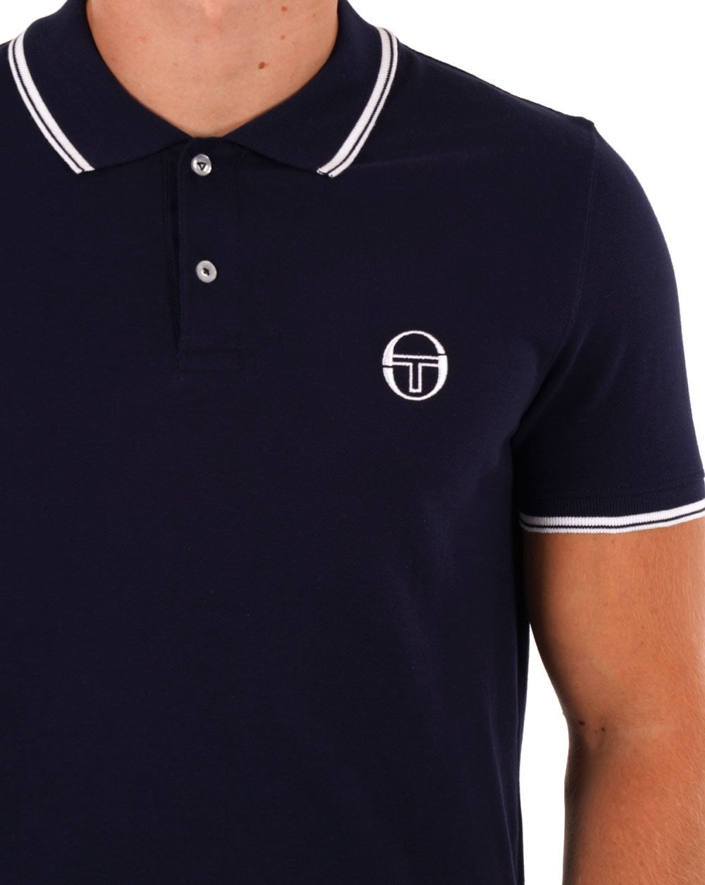 Sergio Tacchini Poloshirt mit Streifen Marineblau / Weiß
