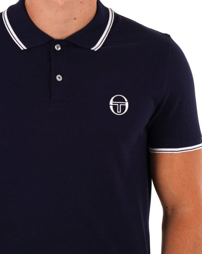 Sergio Tacchini Poloshirt mit Streifen Marineblau / Weiß