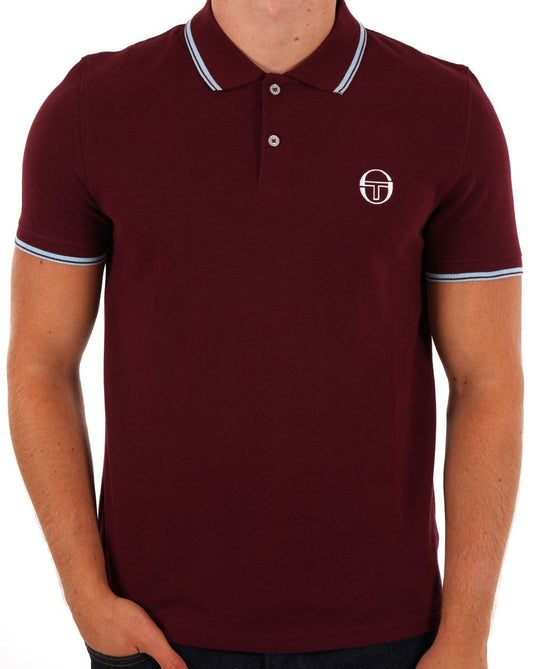 Sergio Tacchini Poloshirt mit Streifen Weinrot/Himmelblau