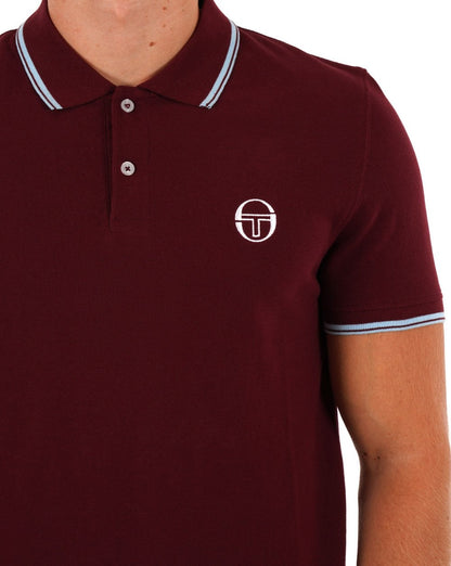 Sergio Tacchini Poloshirt mit Streifen Weinrot/Himmelblau