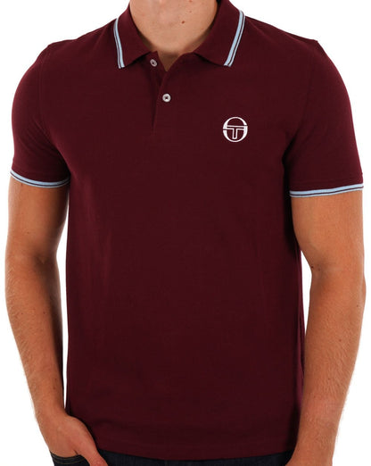 Sergio Tacchini Poloshirt mit Streifen Weinrot/Himmelblau