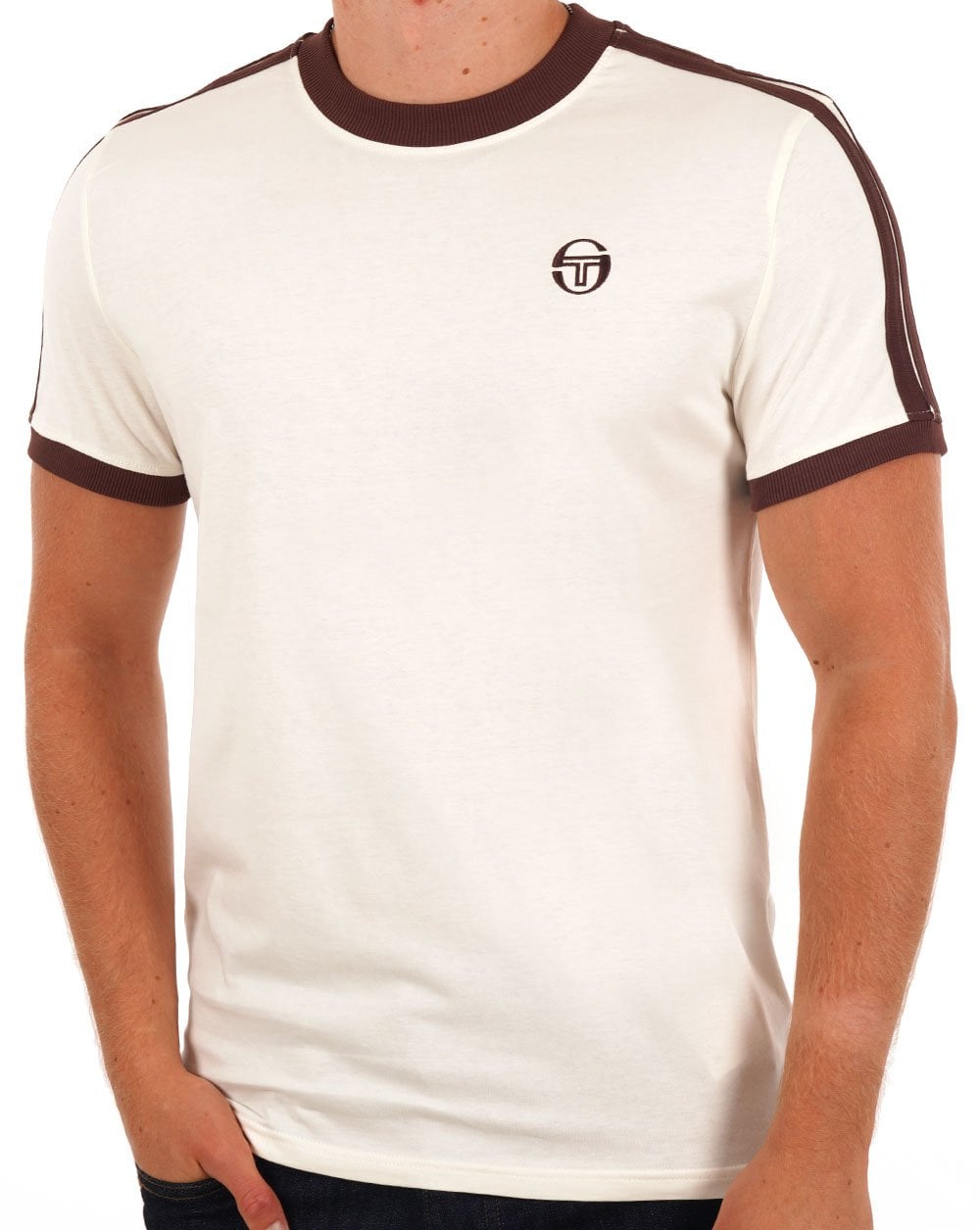 Sergio Tacchini Retro T-Shirt Creme / Braun