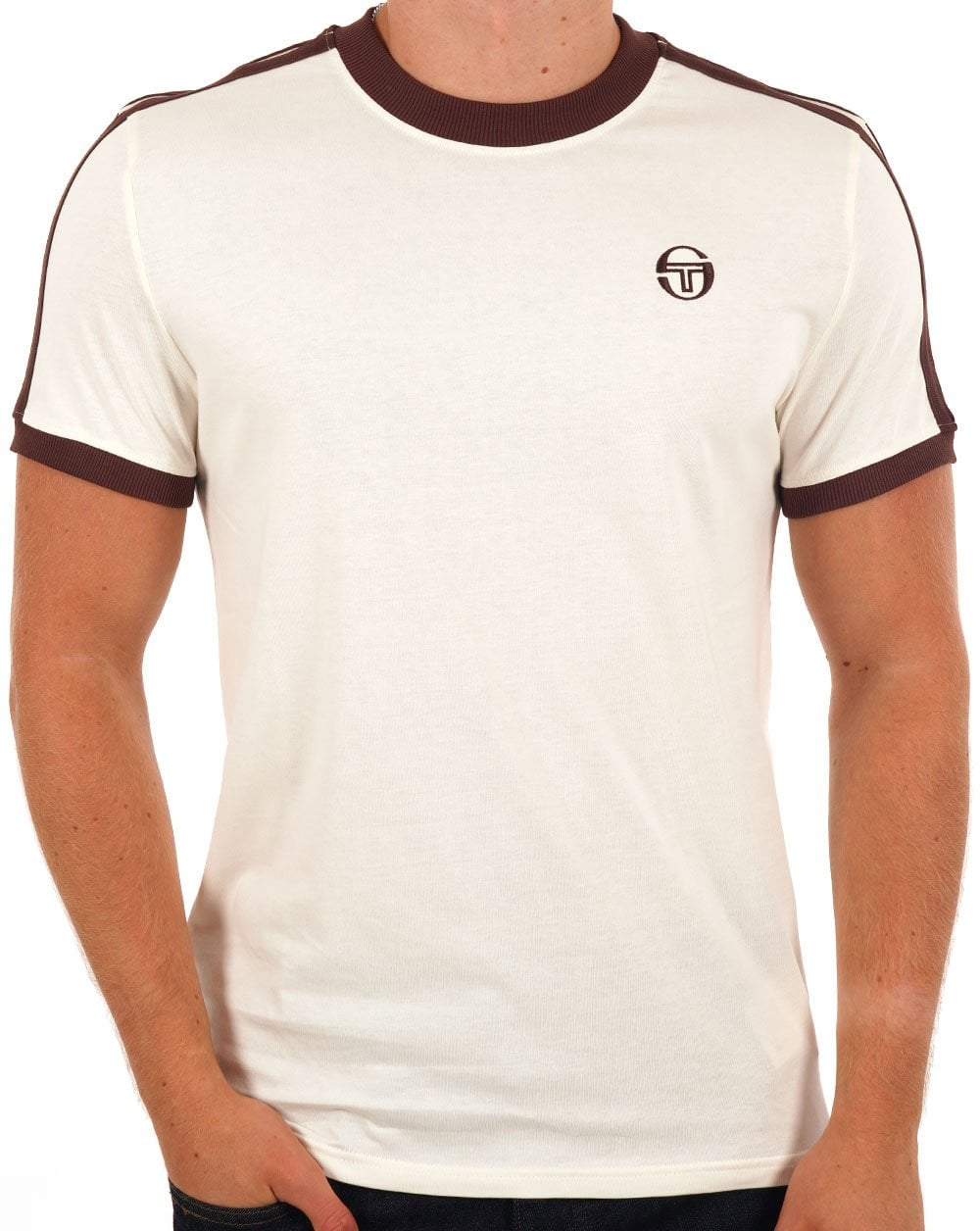 Sergio Tacchini Retro T-Shirt Creme / Braun