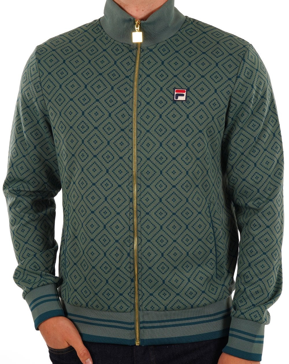 Fila Vintage Jacquard Trainingsjacke Dark Forest