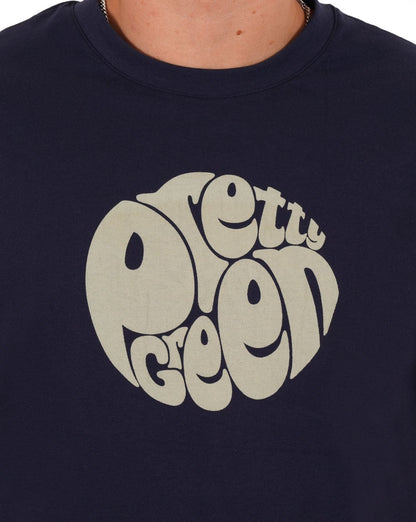 Pretty Green Gillespie Logo T-Shirt Marineblau/Grau