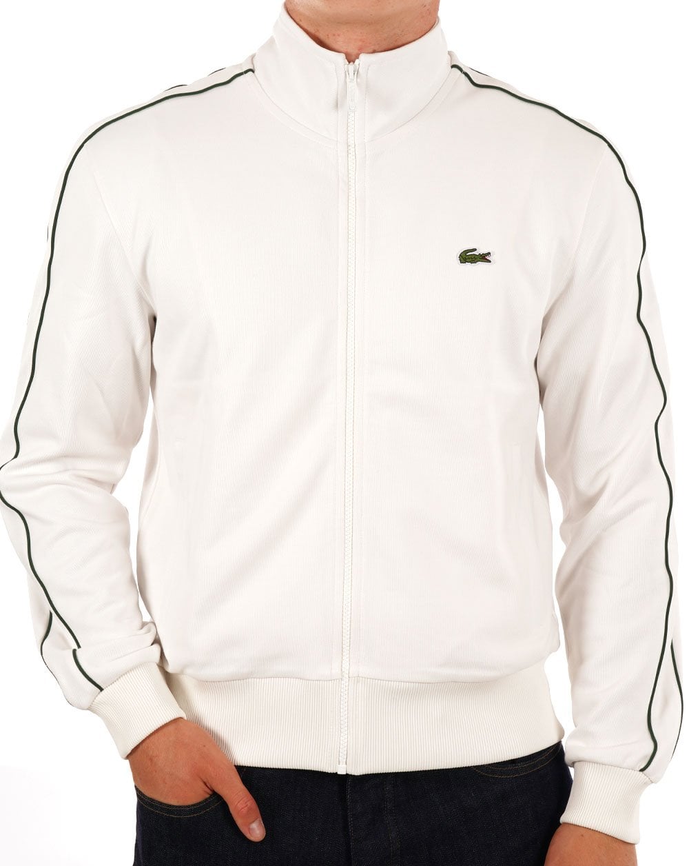 Lacoste Paris – Weiße Piqué-Trainingsjacke