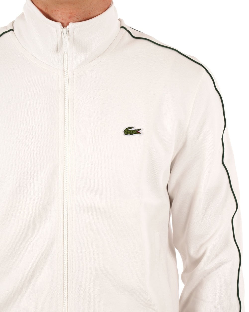 Lacoste Paris – Weiße Piqué-Trainingsjacke