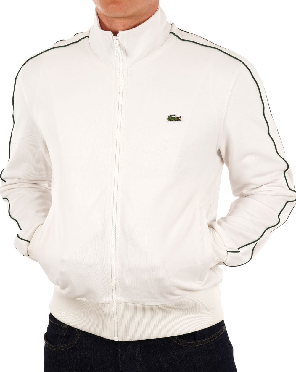 Lacoste Paris – Weiße Piqué-Trainingsjacke