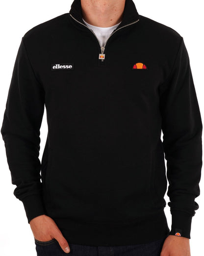 Ellesse – Sweatshirt mit 1/4-Reißverschluss in Schwarz