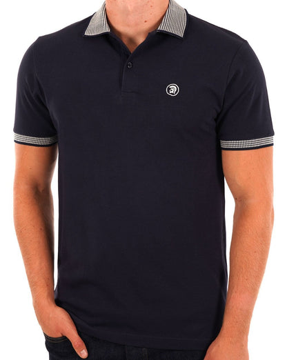 Trojan – Poloshirt mit Hahnentritt-Kragen, Marineblau