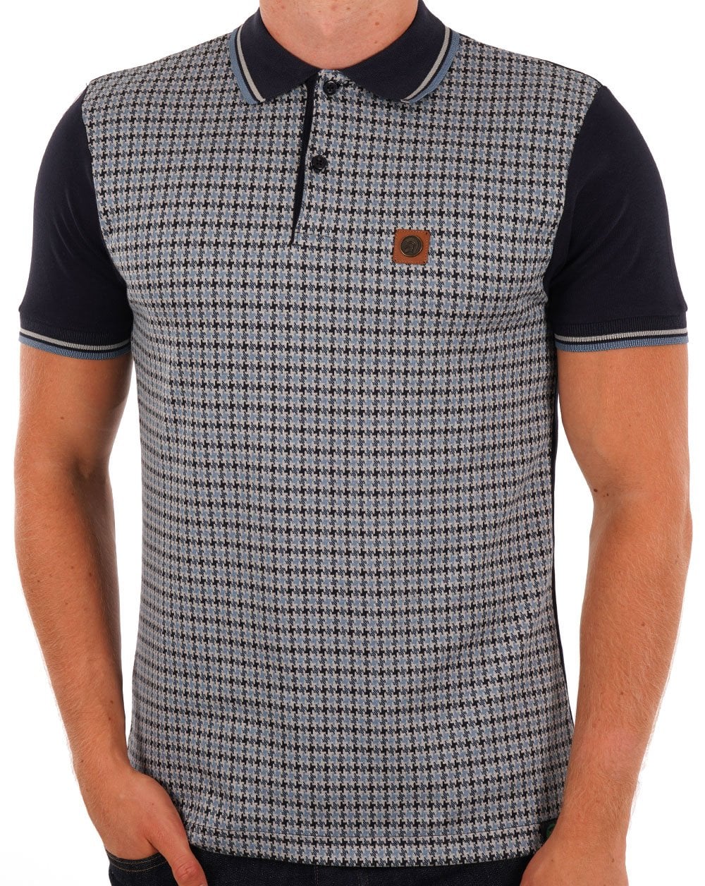 Trojan Hahnentritt-Poloshirt Marineblau