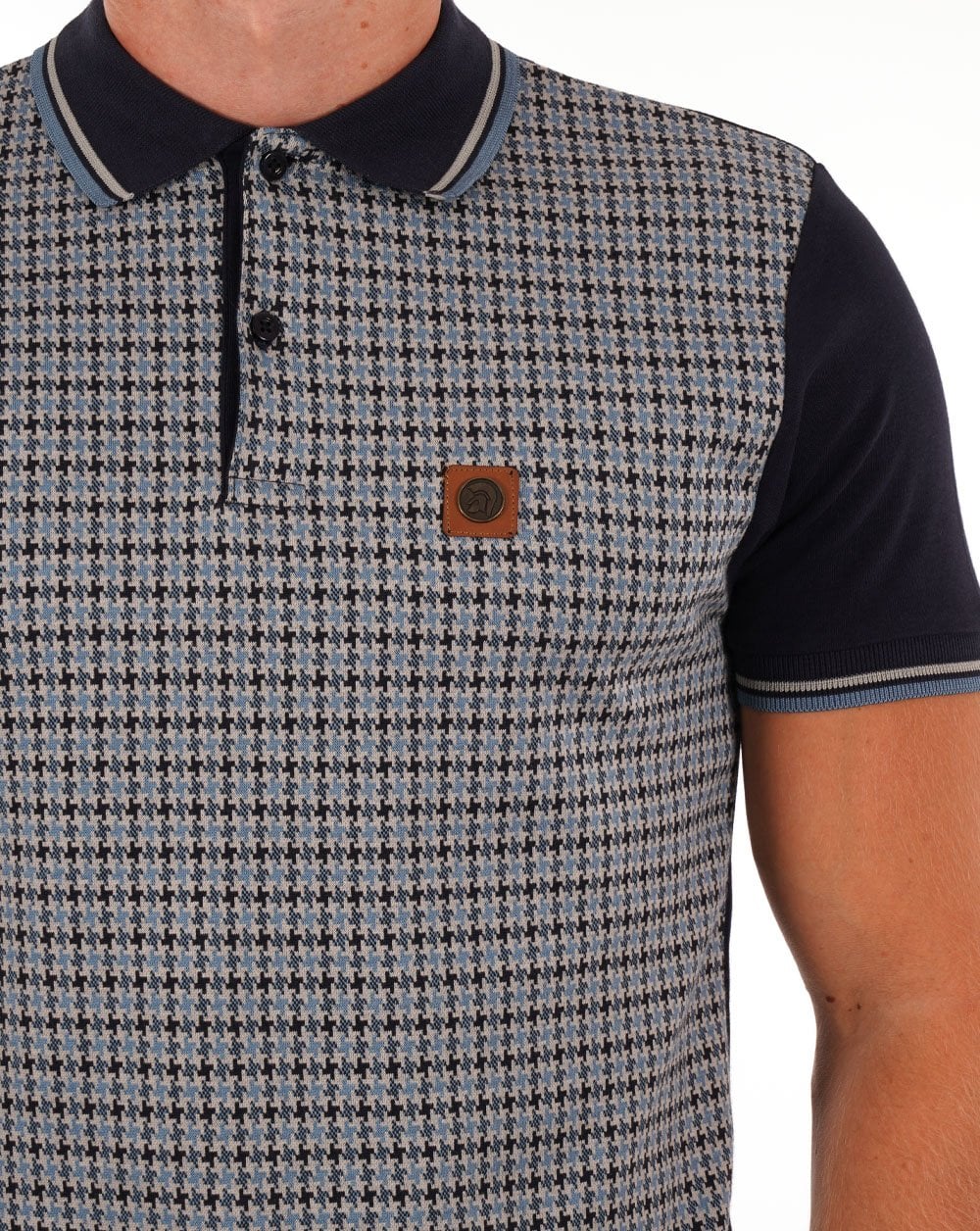 Trojan Hahnentritt-Poloshirt Marineblau