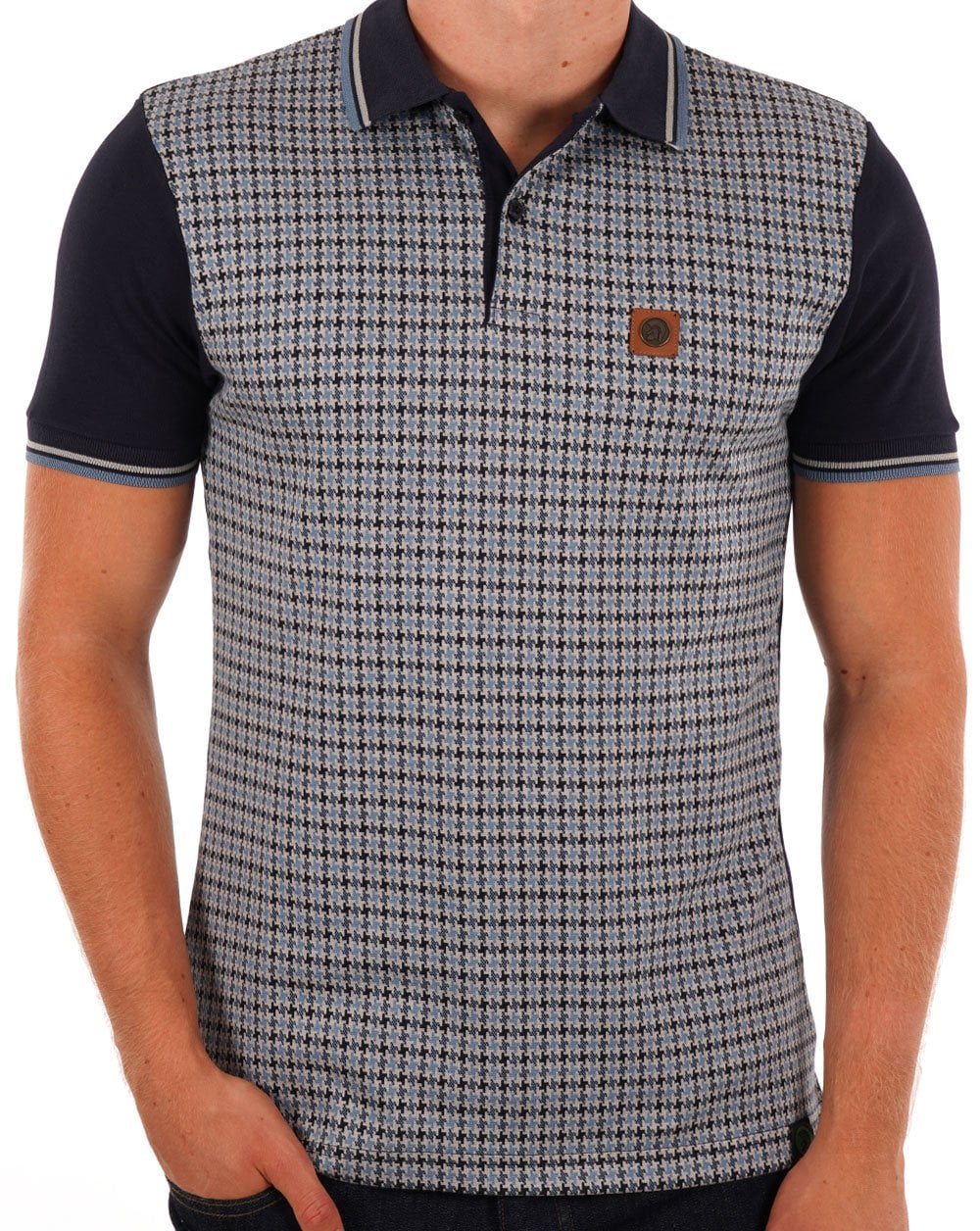 Trojan Hahnentritt-Poloshirt Marineblau