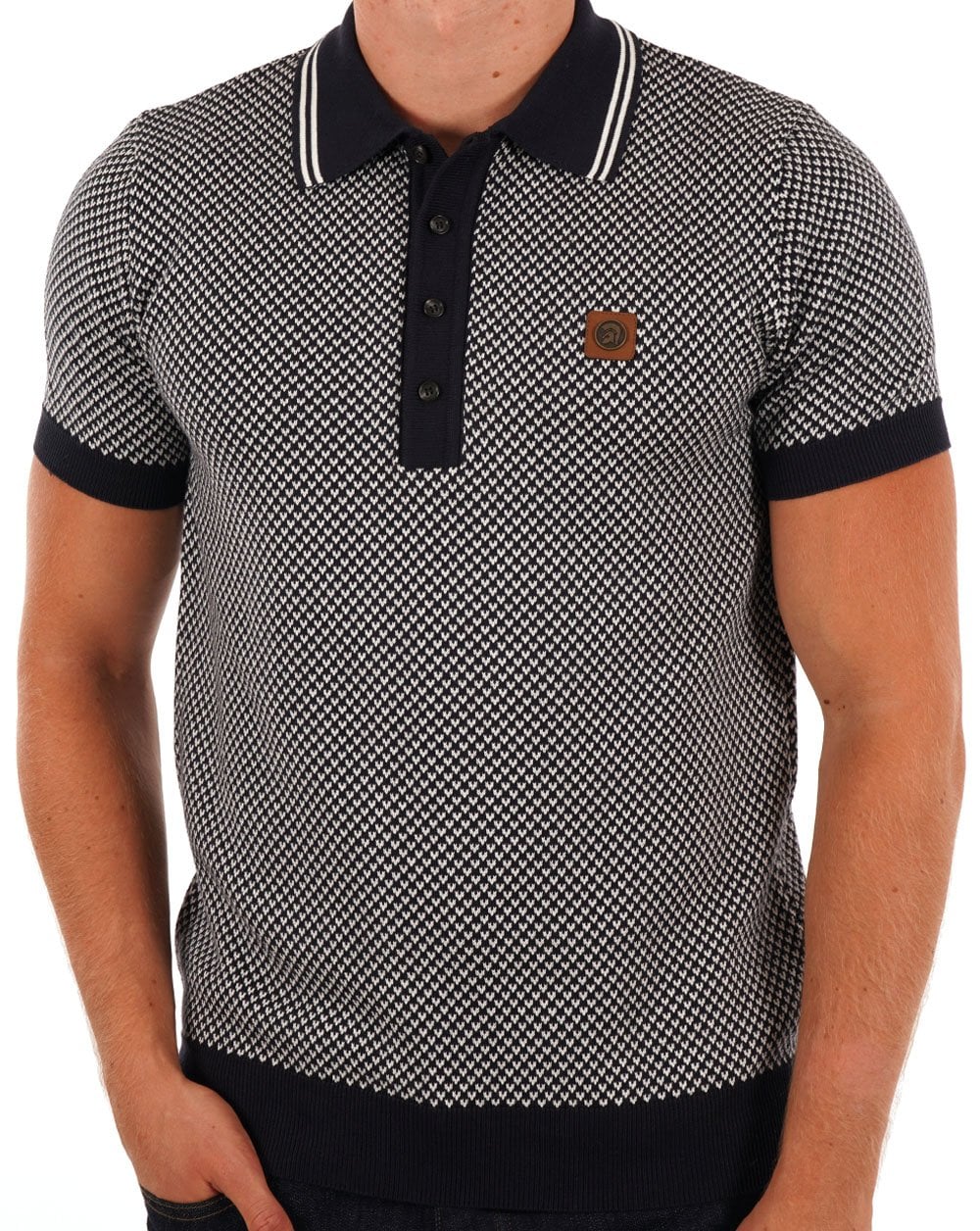 Trojan Gemustertes Strickpolo Navy