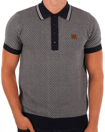 Trojan Gemustertes Strickpolo Navy