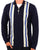 Pretty Green LS Stripe Zip Neck Polo Navy