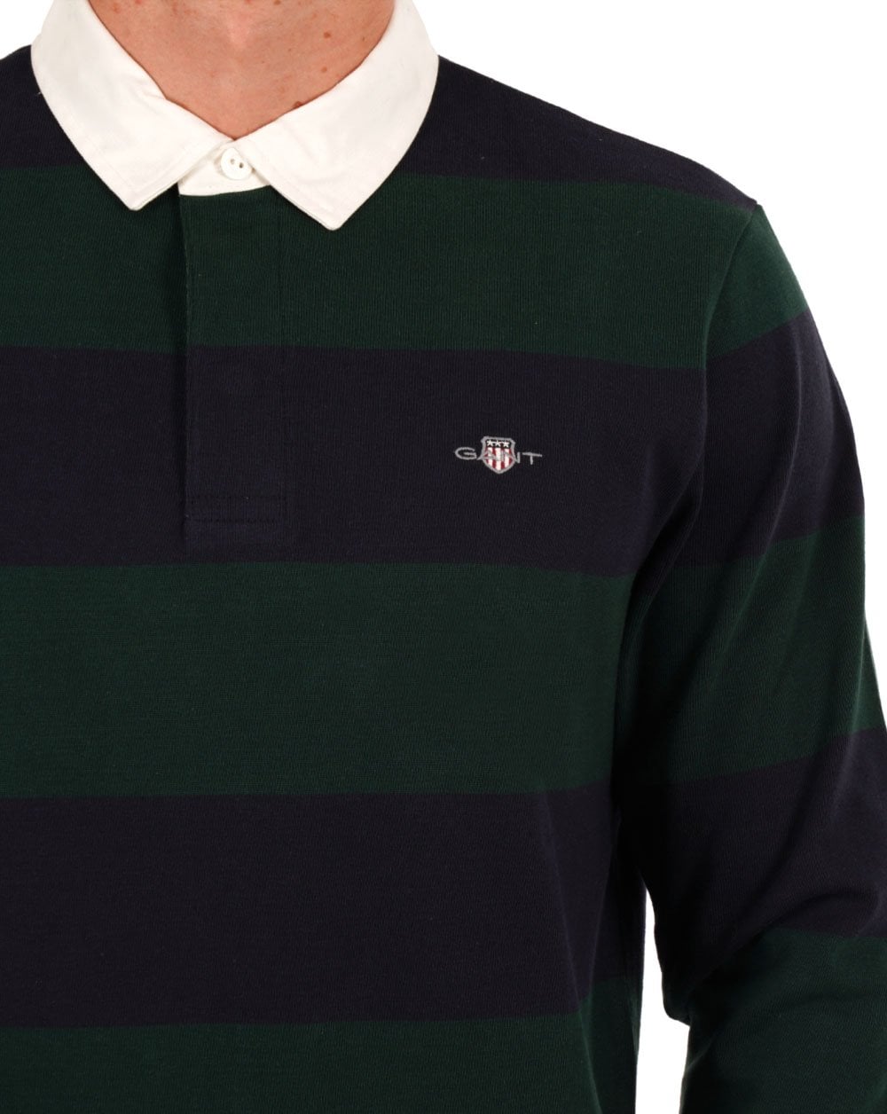 Gant Shield Gestreiftes Rugby-Shirt Marineblau/Grün