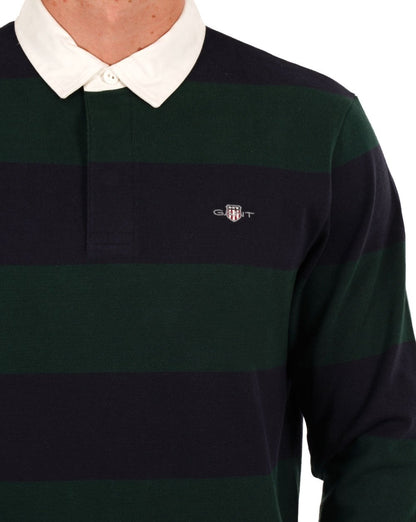 Gant Shield Gestreiftes Rugby-Shirt Marineblau/Grün