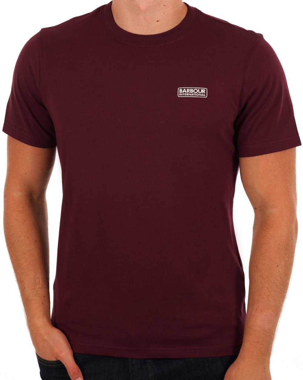 Barbour International – T-Shirt mit kleinem Logo in Bordeaux