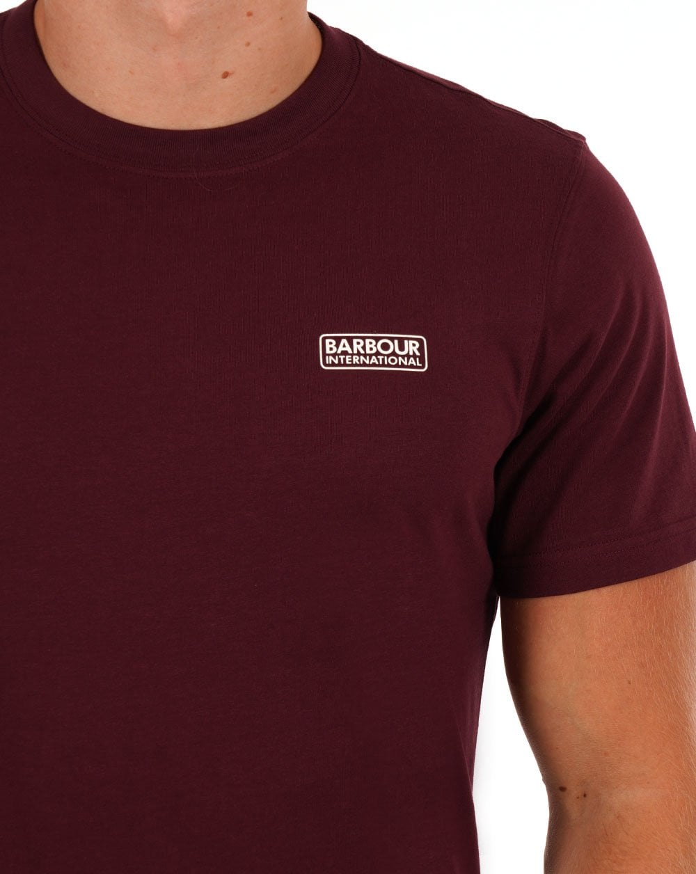 Barbour International – T-Shirt mit kleinem Logo in Bordeaux