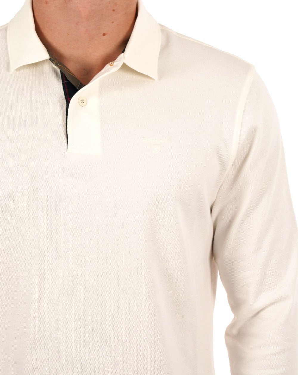 Barbour – Langärmliges Sportpolo in Whisper White