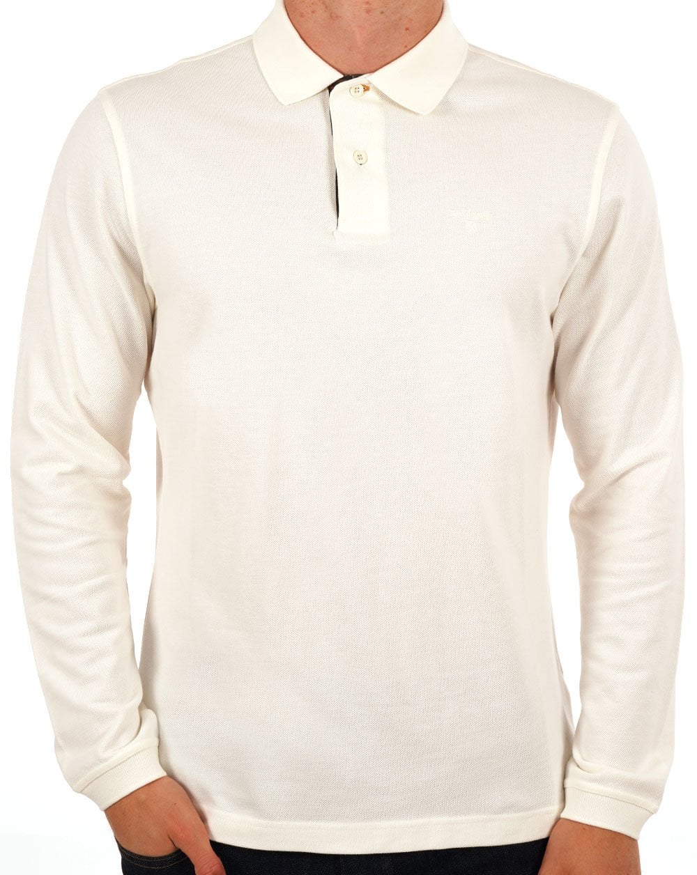 Barbour – Langärmliges Sportpolo in Whisper White