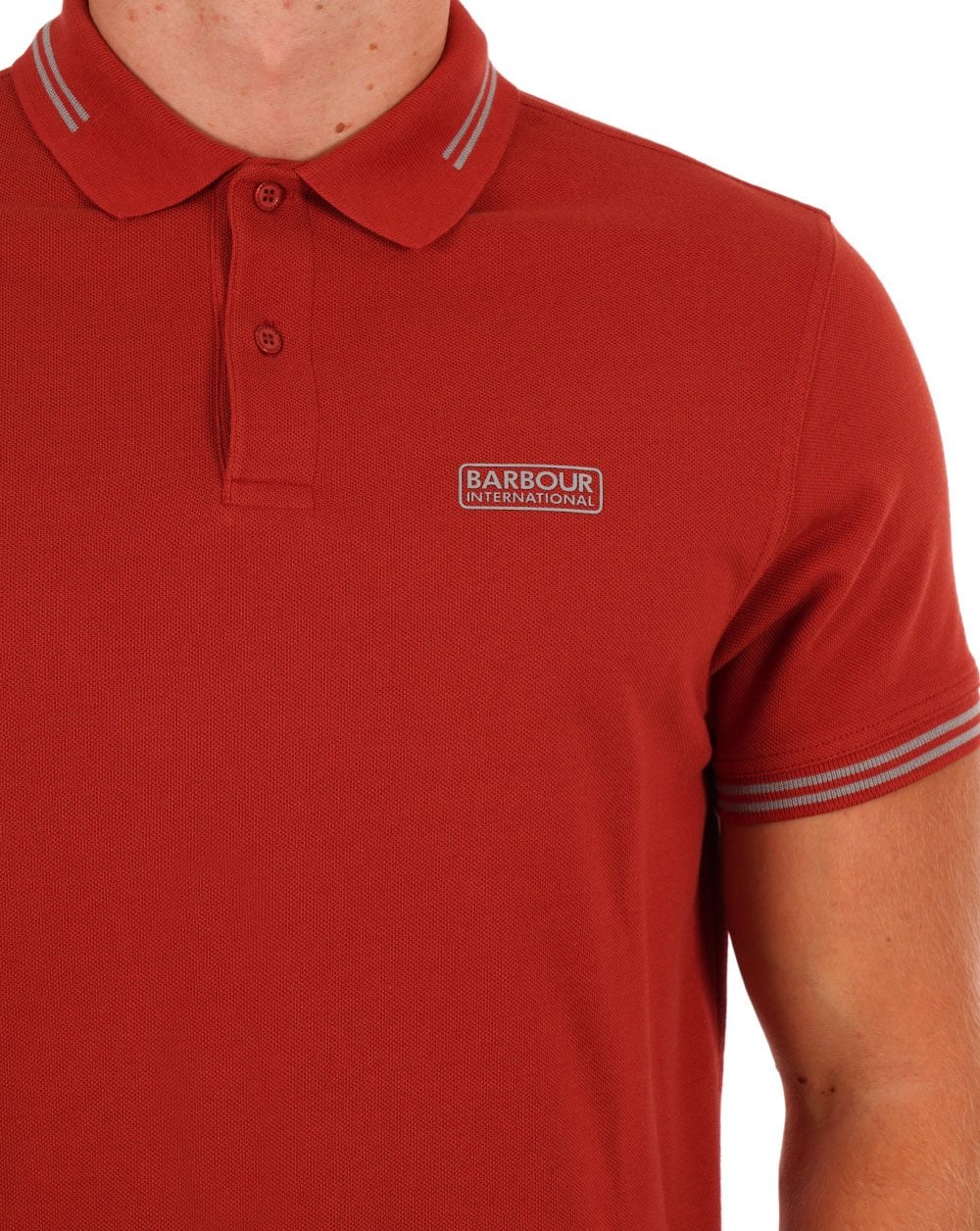 Barbour International Poloshirt mit Streifen in Burnt Orange