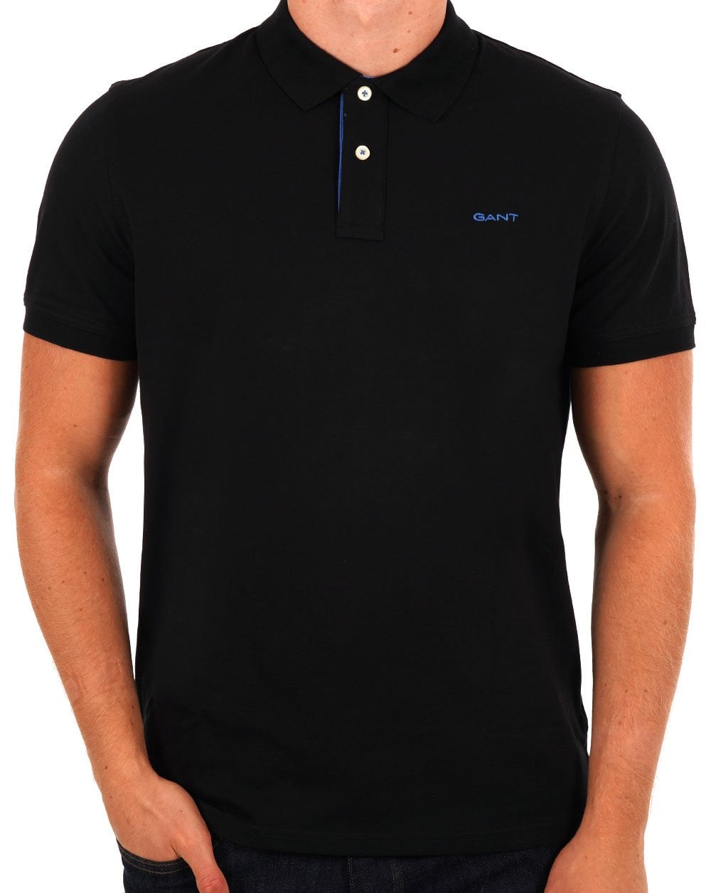 Gant Poloshirt mit Kontrastkragen, Schwarz
