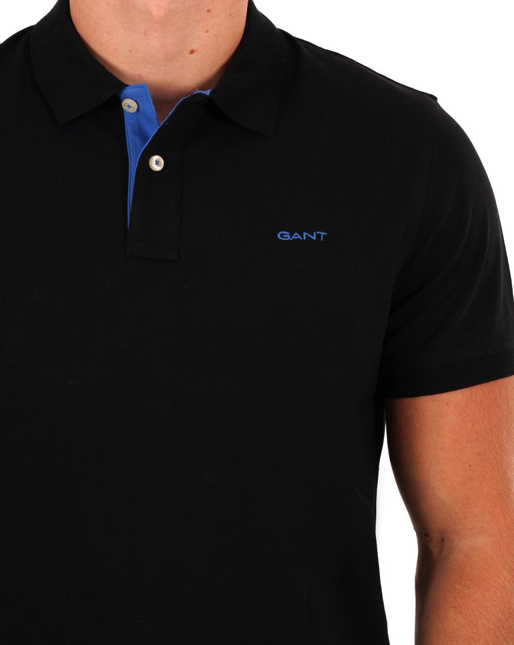 Gant Poloshirt mit Kontrastkragen, Schwarz