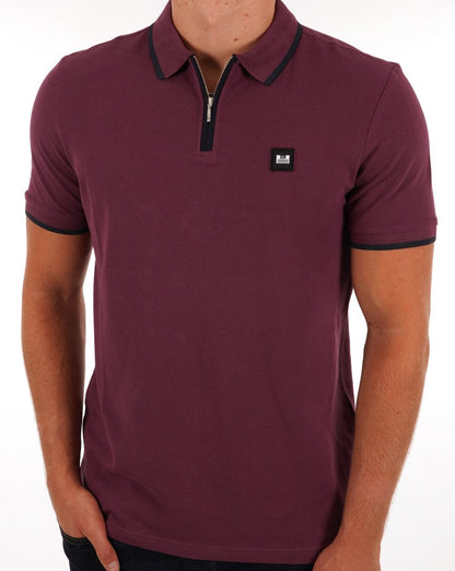 Weekend Offender Poloshirt mit Reißverschluss Magenta