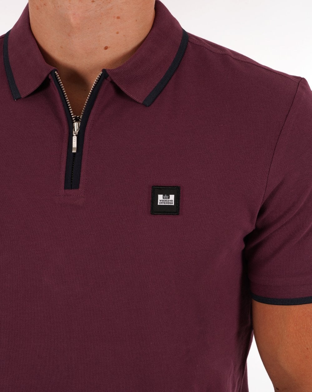 Weekend Offender Zip Polo Shirt Magenta