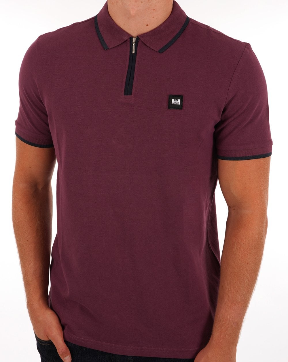 Weekend Offender Poloshirt mit Reißverschluss Magenta